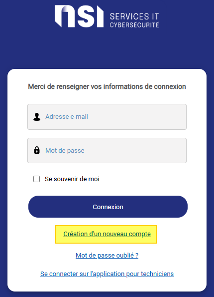 lien création nouveau compte